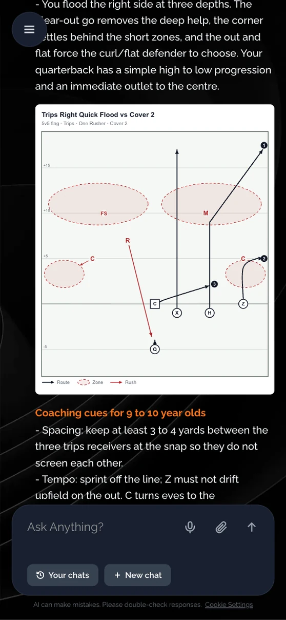 A real answer in the American Football Edition, as it appears on a phone
